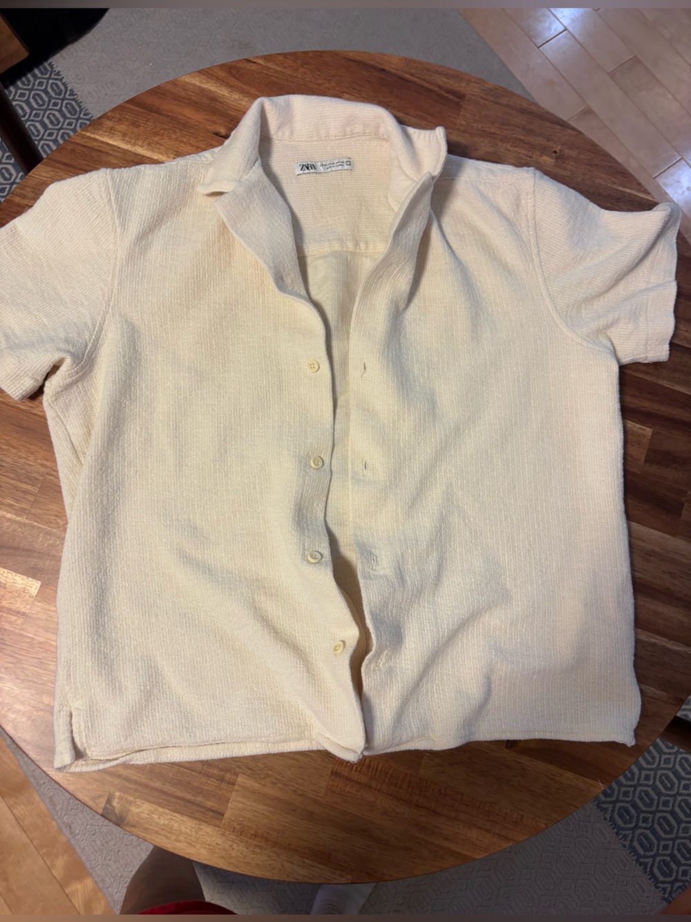 Zara Cream Button-Up Knit Shirt - 84% cotton